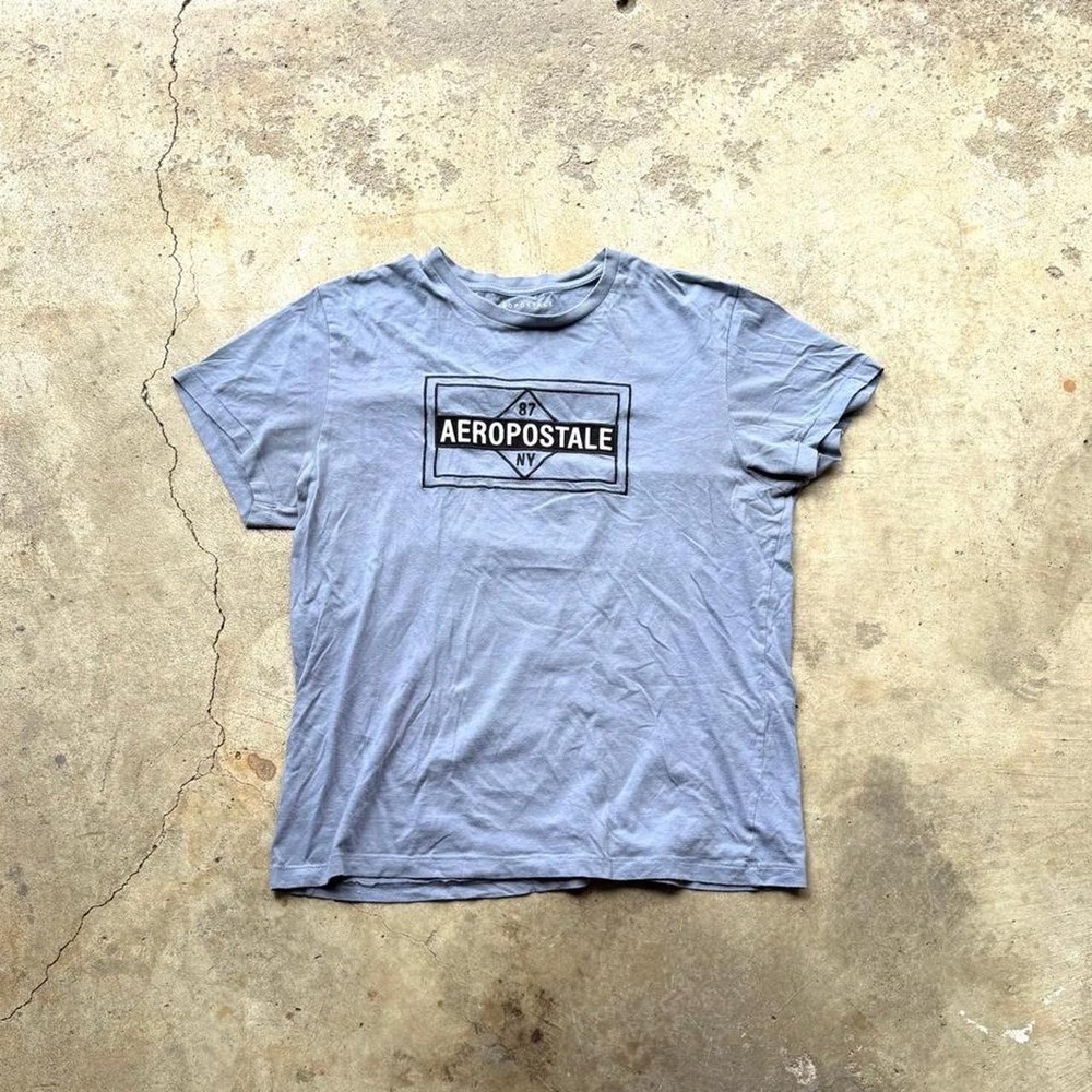 Vintage 2009 Aeropostale Blue Diamond Logo Graphic T-Shirt Mens Large Y2K NY Tee